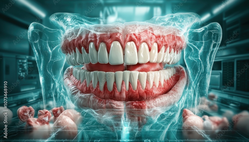 Explore Human Anatomy in 3D with Interactive Holographic Visualization, Discover the Intricacies of Teeth, Gums, and Oral Structures, Holographic Anatomy with Scientific Labeling, Anatomy Hologram