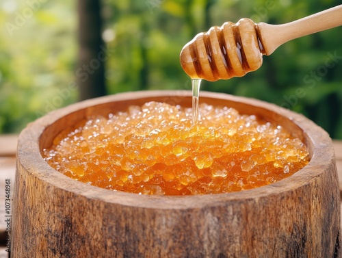 Obraz na płótnie Fresh Honey Dripping from Comb A Rustic Scene of Beekeeping Harvest, Pure, Natural, Raw Honey Closeup w salonie