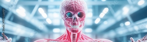 Obraz na płótnie Futuristic Holographic Anatomy Interactive 3D Human Body Visualization with Detailed Diagnostic Information, Revolutionizing Medical Education and Patient Care w salonie