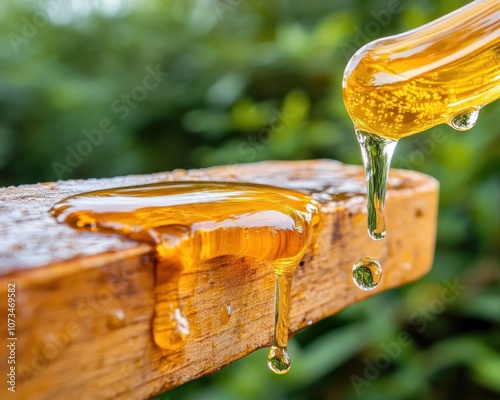 Obraz na płótnie Golden Honey Dripping From Comb, Fresh Nectar Harvest, Beekeeping, Pure, Natural, Rustic Honey Texture w salonie