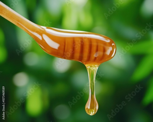 Obraz na płótnie Golden Honey Dripping from Honeycomb, Natural Scene of Beekeeping Harvest, Pure, Wild, Fresh Nectar w salonie