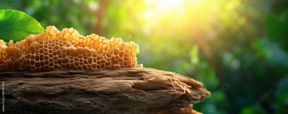 Golden Honeycomb in Sunlight A Pristine, Artisan-Made, Raw Natural Wonder The Texture is Rich, Evoking the Sweetness of Honey and the Beauty of Nature This Exquisite Piece of Nature is a True