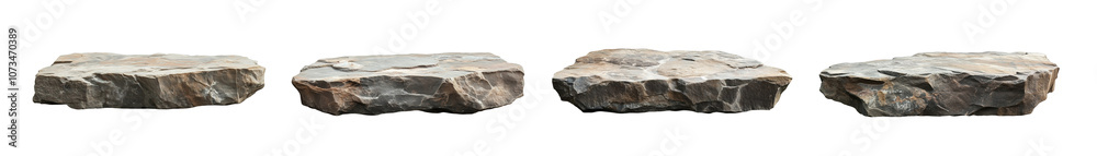 set of flat rocks, stone podium for display product isolated on transparent background set of flat rocks, stone podium for display product isolated on transparent background