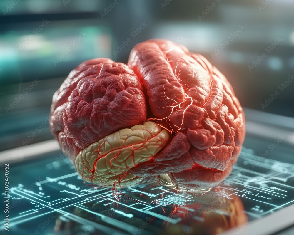 High-Definition Holographic Human Brain Anatomy for Medical Study, Immersive 3D Model of the Brain for Healthcare Education and Research