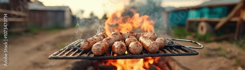 Obraz na płótnie Grilling Sausages on a BBQ Delicious and Easy Recipe for the Perfect Summer Meal Learn how to grill sausages to perfection with this simple step-by-step guide From choosing the right sausage to w salonie