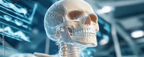 Innovative Researcher Analyzing Digital Hologram of Human Anatomy Pioneering Advances in Anatomy Hologram Research and Scientific Visualization for Enhanced Medical Insights