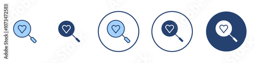 Search heart icon Thin line art isolated