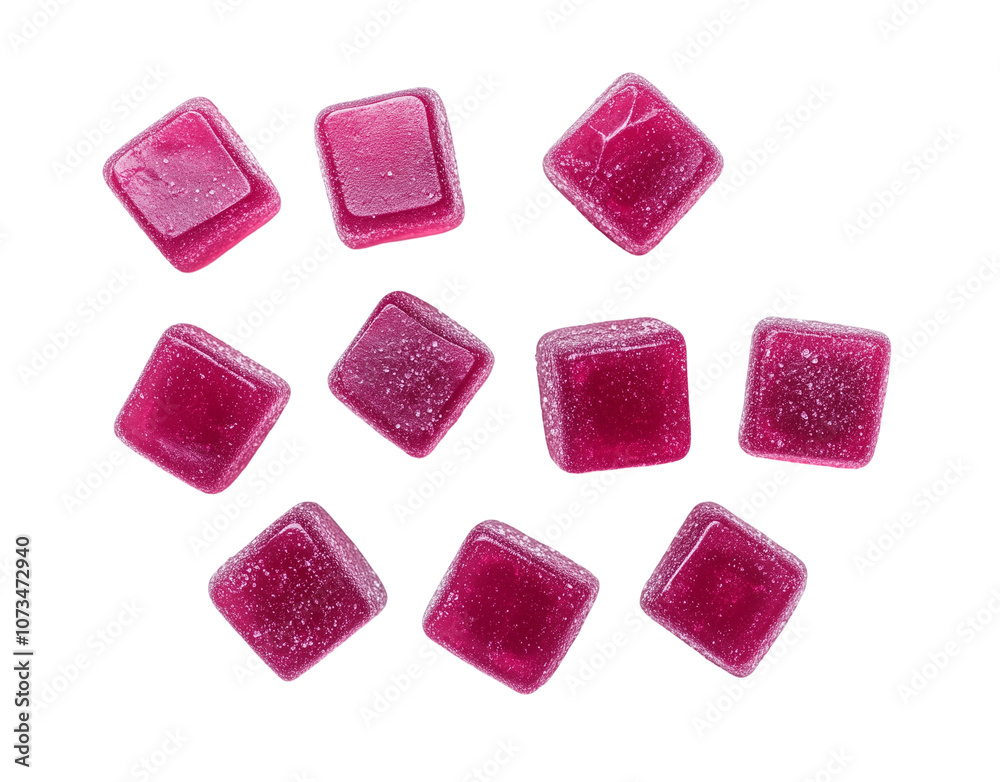 set of sugar-coated gummy candies isolated on transparent background, top view set of sugar-coated gummy candies isolated on transparent background, top view