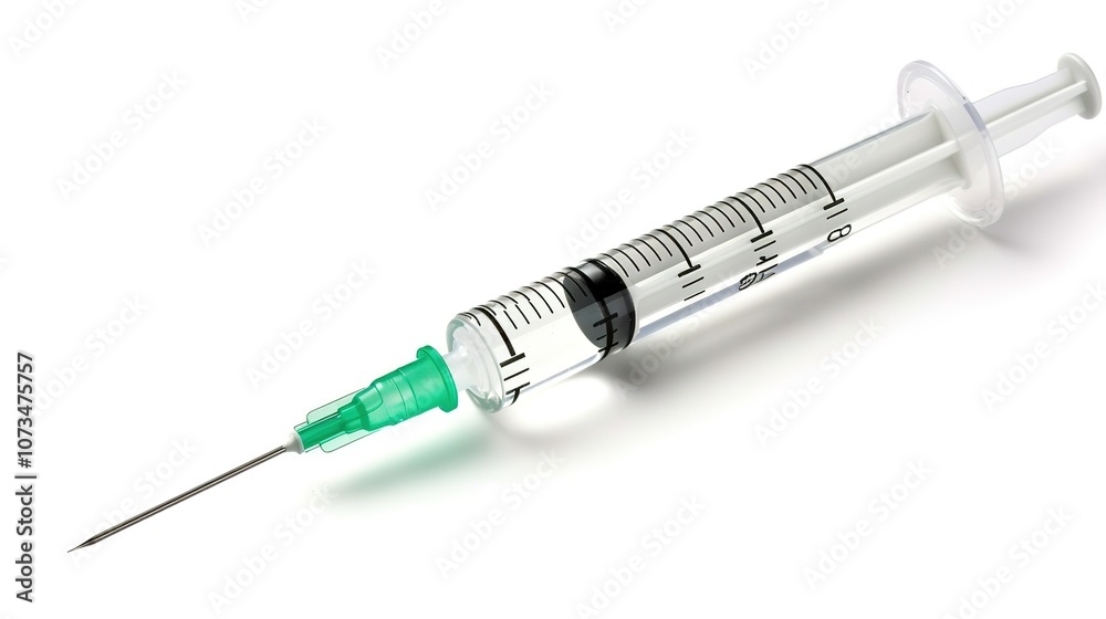 Injection with a Syringe Isolated on White Background - a clinical and precise visual. The injection with a syringe isolated on the white background creates a clean and sterile look. It gives the impr Injection with a Syringe Isolated on White Background - a clinical and precise visual. The injection with a syringe isolated on the white background creates a clean and sterile look. It gives the impr