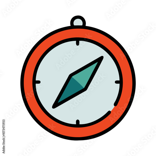 Free Download Compass icon with red border in flat design - GFXLoad