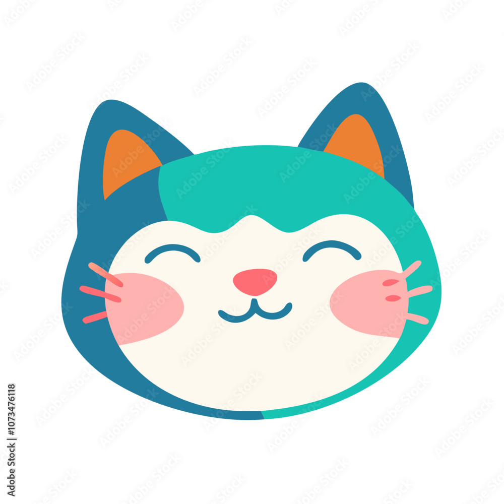 Cute smiling cat icon in vibrant colors, simple vector Cute smiling cat icon in vibrant colors, simple vector