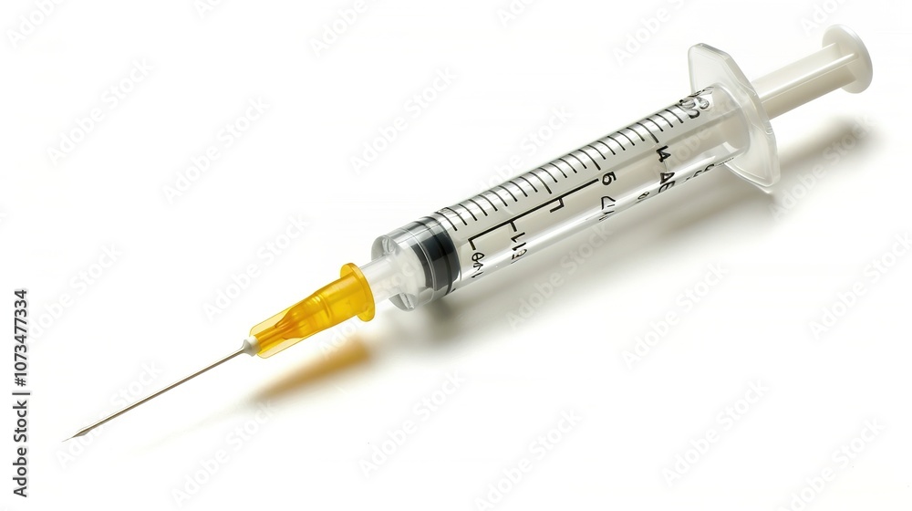 Injection with a Syringe Isolated on White Background - a clinical and precise visual. The injection with a syringe isolated on the white background creates a clean and sterile look. It gives the impr Injection with a Syringe Isolated on White Background - a clinical and precise visual. The injection with a syringe isolated on the white background creates a clean and sterile look. It gives the impr