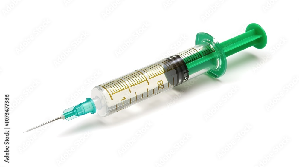 Injection with a Syringe Isolated on White Background - a clinical and precise visual. The injection with a syringe isolated on the white background creates a clean and sterile look. It gives the impr Injection with a Syringe Isolated on White Background - a clinical and precise visual. The injection with a syringe isolated on the white background creates a clean and sterile look. It gives the impr