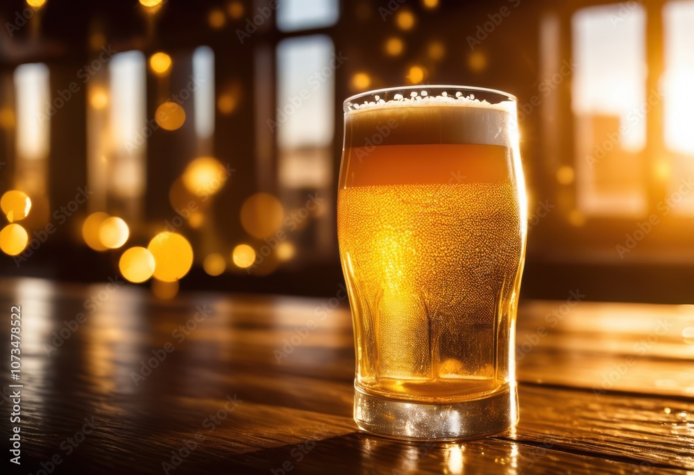 close frothy beer glass resting polished wooden table capturing essence relaxing social atmosphere, foam, amber, bubble, drink, liquid, refreshment close frothy beer glass resting polished wooden table capturing essence relaxing social atmosphere, foam, amber, bubble, drink, liquid, refreshment