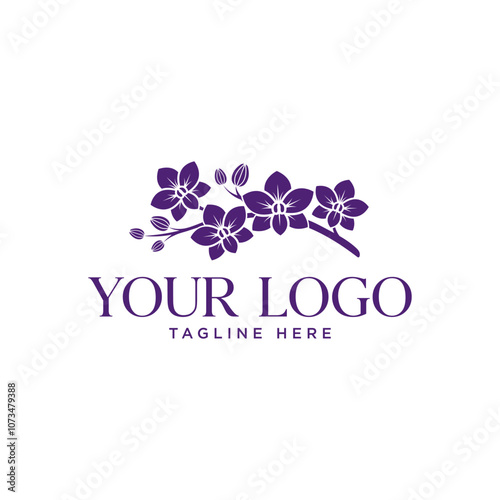 four purple orchid flower logo