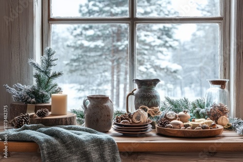 Winter Windowsill Decor wit...