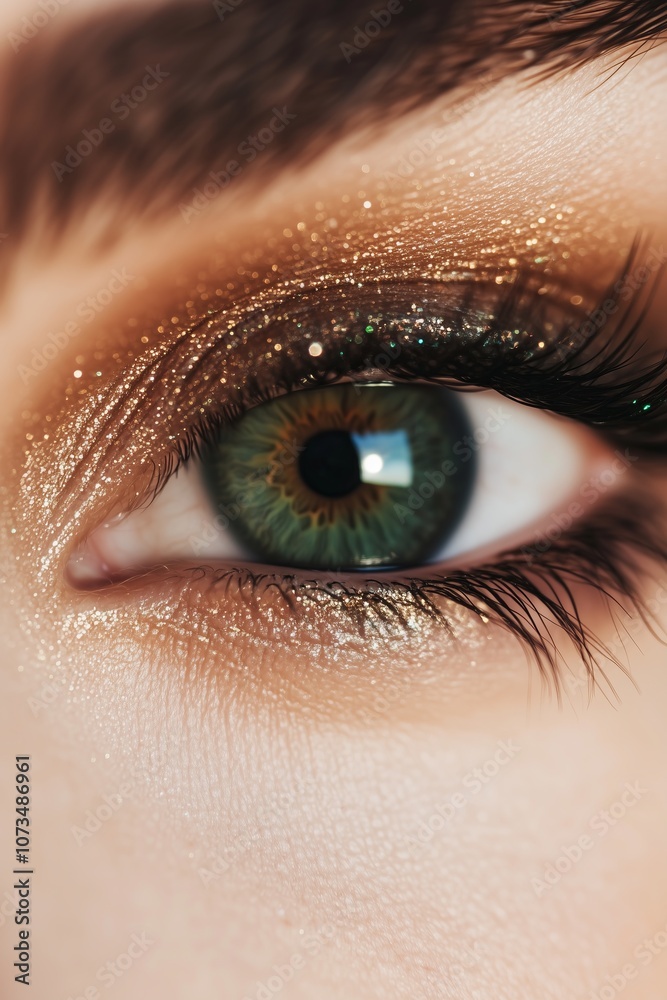 eye with dark green eyeshadow and thick lashes elegant, bold, festive makeup eye with dark green eyeshadow and thick lashes elegant, bold, festive makeup