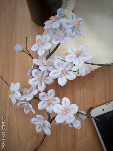 Delicate Paper Cherry Blossoms Add a Touch of Spring.  photo