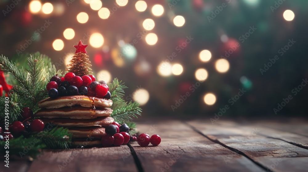 Obraz premium Festive Pancakes with Holiday Decorations