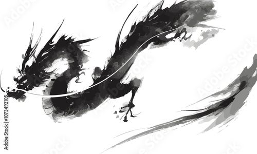 墨絵の龍　正月　吉凶