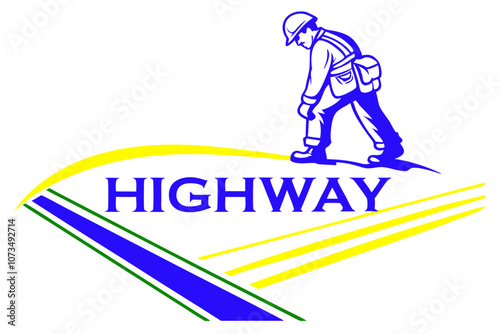 Illustration of highway logo design isolated on white background