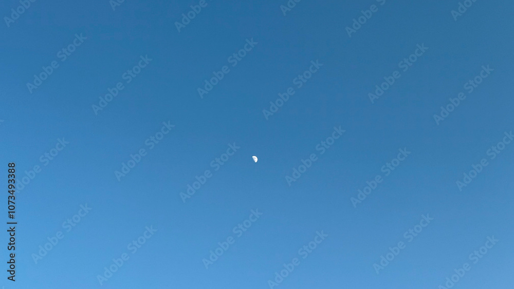 The Crescent Moon Center Blue Sky. The Crescent Moon Center Blue Sky.