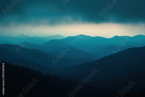 Misty Layers of Blue Mountain Ranges