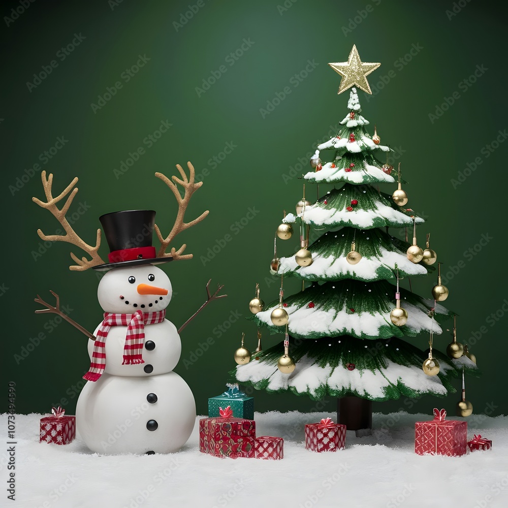 snowman and christmas tree snowman and christmas tree