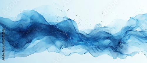 Abstract white background with a globe, blue waves, and world map elements, representing technologybased global connections and business travel, generative AI design photo