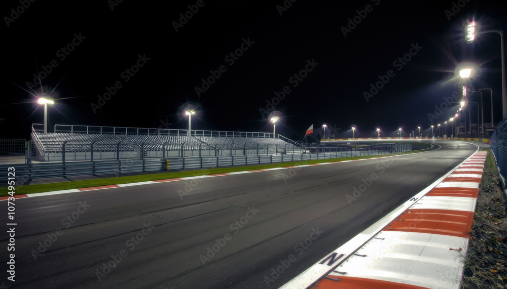 nighttime view of race circuit featuring illuminated stands and smooth asphalt track, creating exciting atmosphere for motorsport enthusiasts nighttime view of race circuit featuring illuminated stands and smooth asphalt track, creating exciting atmosphere for motorsport enthusiasts