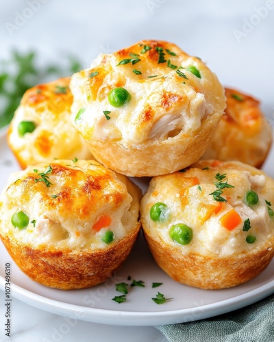 Golden Mini Chicken Pot Pie Muffins With Creamy Filling and Flaky Crust Baked to Perfection photo