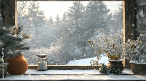 Winter Windowsill with Snow...