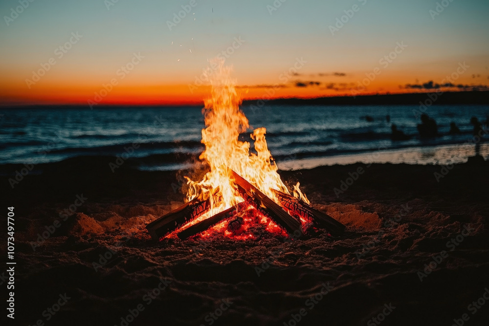 Bonfire on the Beach at Sunset Bonfire on the Beach at Sunset