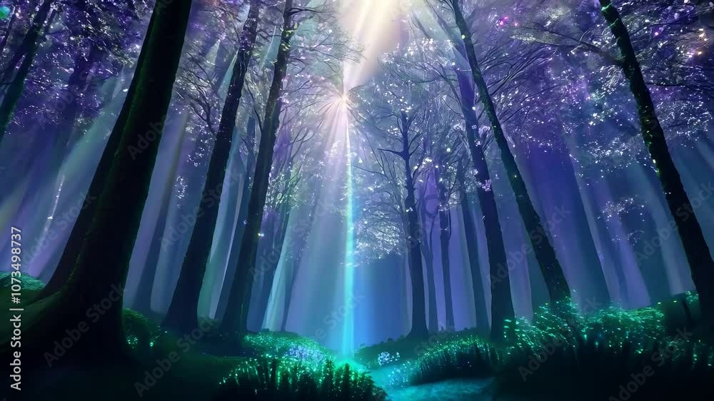 Celestial Light Forest A forest where every tree and plant emits its own unique celestial light Celestial Light Forest A forest where every tree and plant emits its own unique celestial light