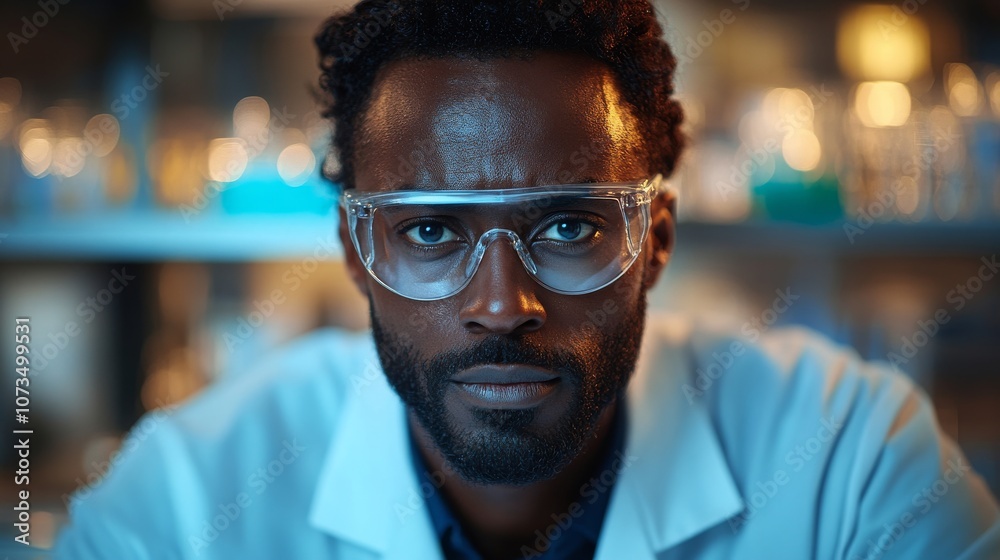 Focused scientist in a laboratory setting Focused scientist in a laboratory setting