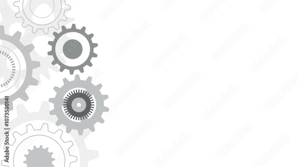 Gear wheel rotation, mechanical engineering, technology and innovation, black and white cogwheel system, copy space for text Gear wheel rotation, mechanical engineering, technology and innovation, black and white cogwheel system, copy space for text