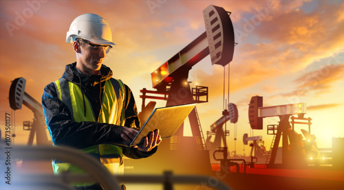 Oil production. Man oilman....