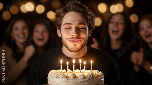 Celebrating a birthday with friends and cake
