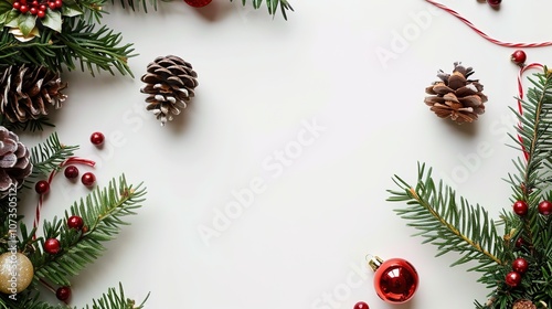 Christmas Wreath Isolated on White Background - a festive and charming visual. The Christmas wreath isolated on the white background creates a simple yet elegant look. It gives the impression of a hol