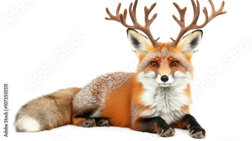 Adorable Fox With Festive Antlers