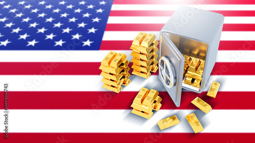 US gold reserve. Golden bar...