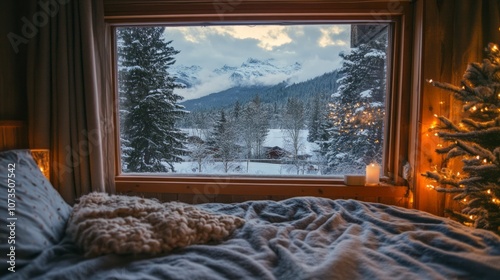 Cozy Cabin Bedroom with Sno...