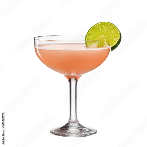 A glass of pink liquid with a lime wedge on top