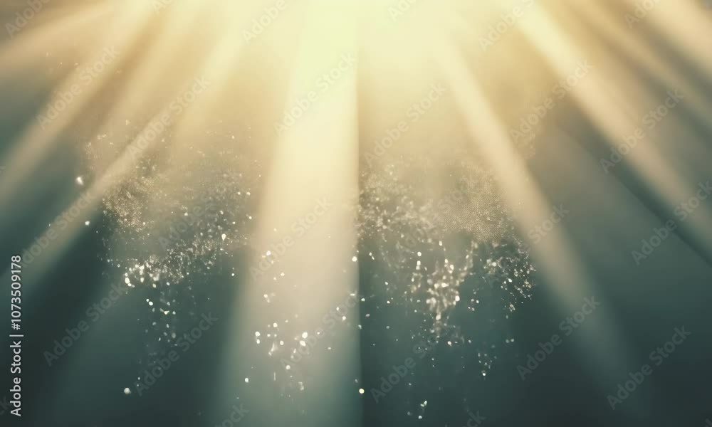 Light rays with floating flying glitter particles in air mist or steam, overlay special vfx ambient effect animation