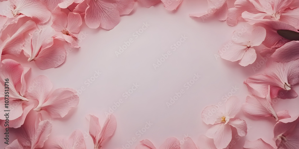 A pink floral frame surrounds an empty space, creating a delicate and romantic atmosphere perfect for invitations or greeting cards A pink floral frame surrounds an empty space, creating a delicate and romantic atmosphere perfect for invitations or greeting cards