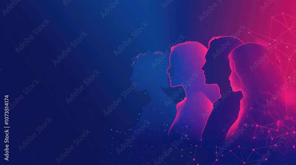 Professional Silhouettes Connected by Technology Professional Silhouettes Connected by Technology