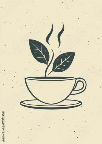 A cup with a leaf on top of it