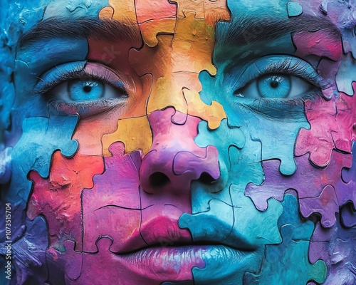 Colorful puzzle pieces aligning to form a whole, signifying the beauty of emotional expression and healing through art therapy for those with low selfesteem, Generative AI