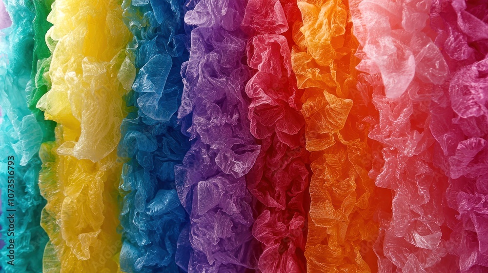 Rainbow Swirls: Showcase different colored cotton candy in a vibrant display, highlighting the rainbow effect.