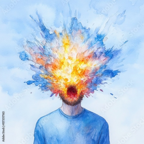 Artistic Explosion: Blending Mixed Watercolor Technique in AI Digital Illustration for Creative Inspiration
